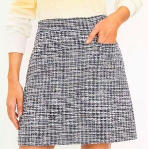 LOFT NWT Tweed Pocket Shift Skirt woman size 12 petite blue & white